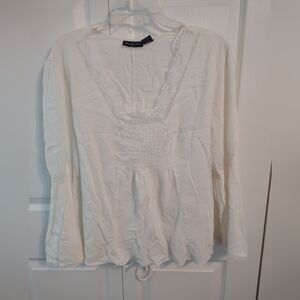 SPEED LIMIT NYC White Women's Long Sleeve Blouse size 3XL , 100% Cotton Top Lace